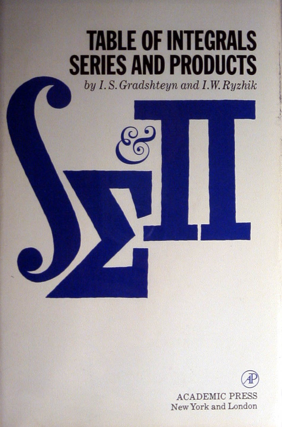 Table of Integrals, Series and Products, 4th Edition