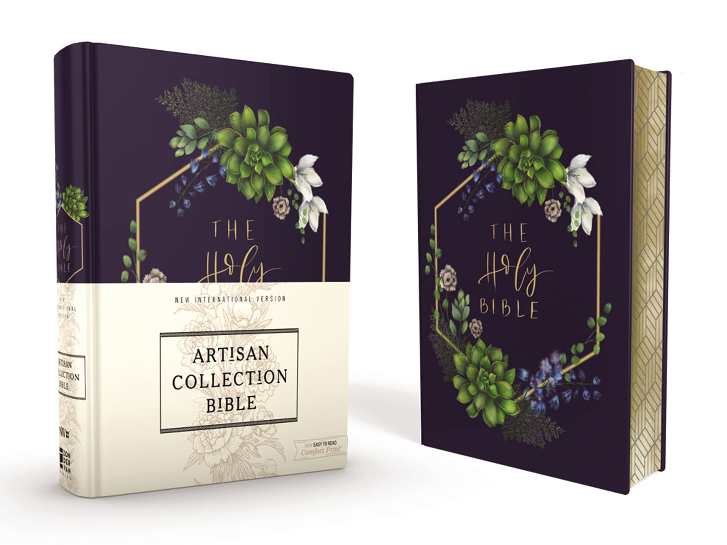 NIV, Artisan Collection Bible, Women’s Bible with Journaling Space, Cloth over Board, Navy Floral, Designed Edges under Gilding, Red Letter, Comfort Print