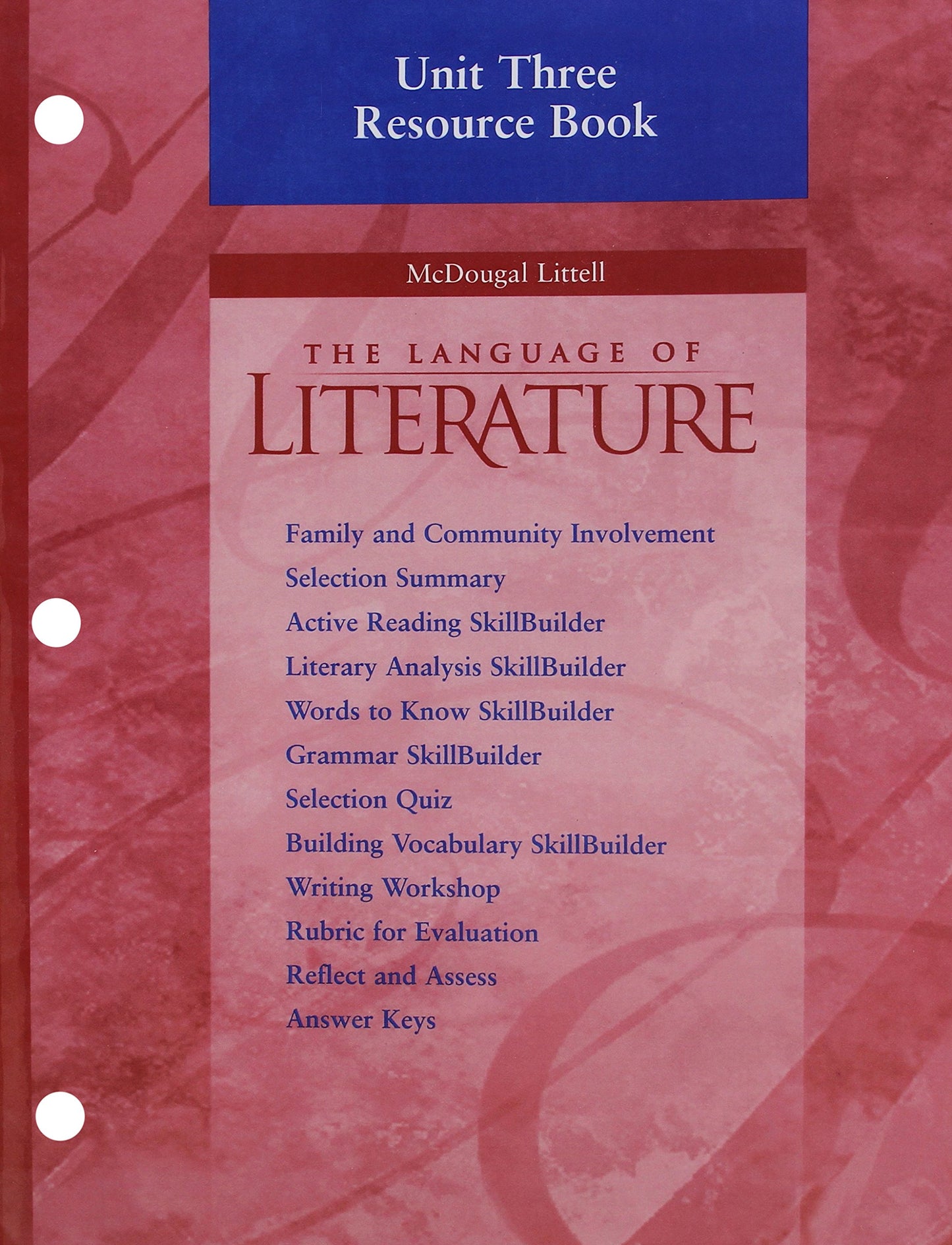 Language of Literature Resouce Book Unit 3, Grade 7 - 7542