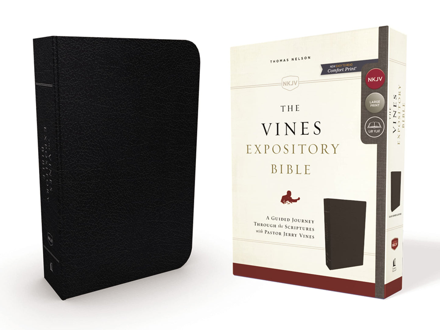 The NKJV, Vines Expository Bible, Bonded Leather, Black, Comfort Print: A Guided Journey Through the Scriptures with Pastor Jerry Vines - 6412