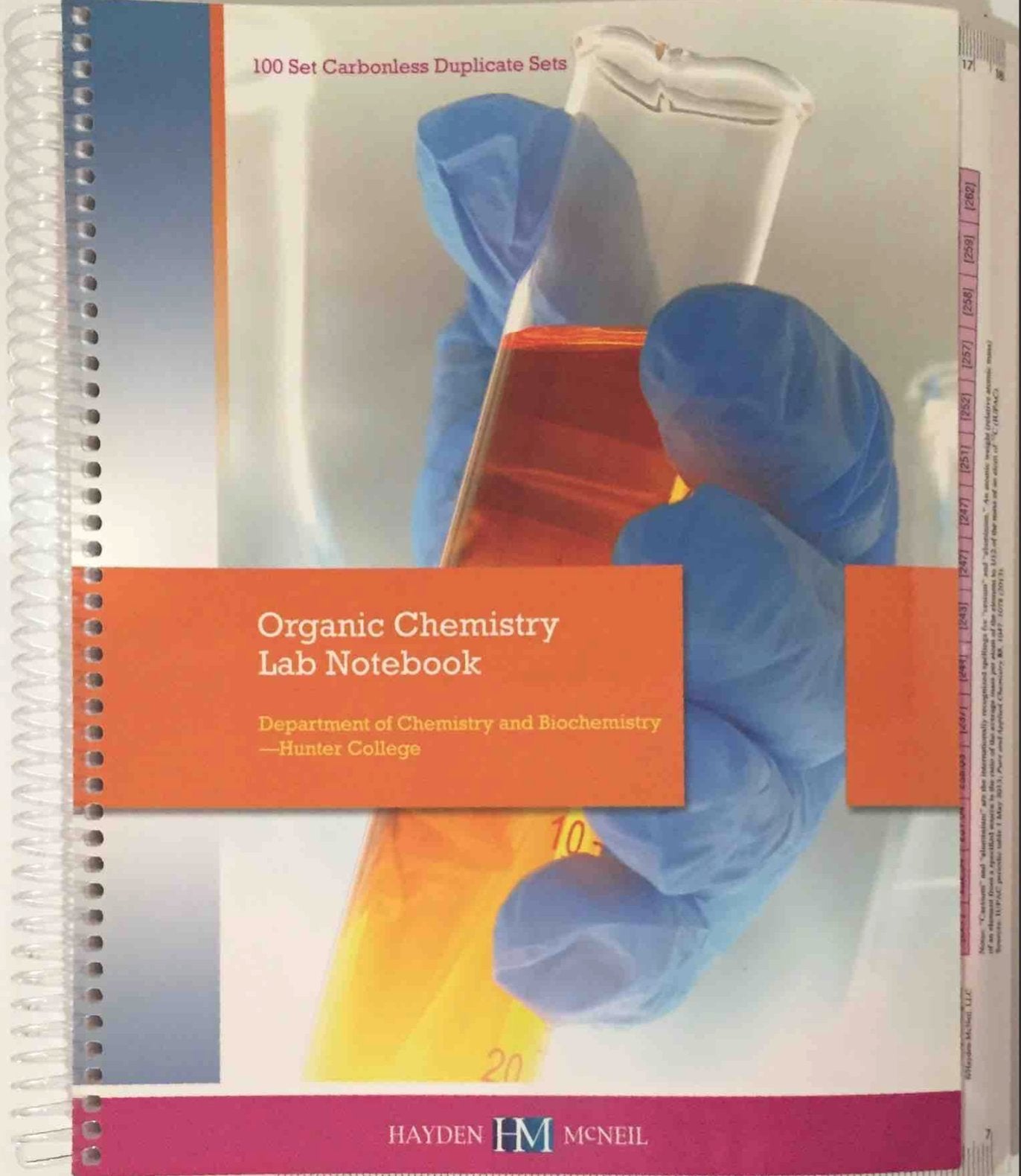 Organic Chemistry Lab Notebook (100 Set Carbonless Duplicate Sets)