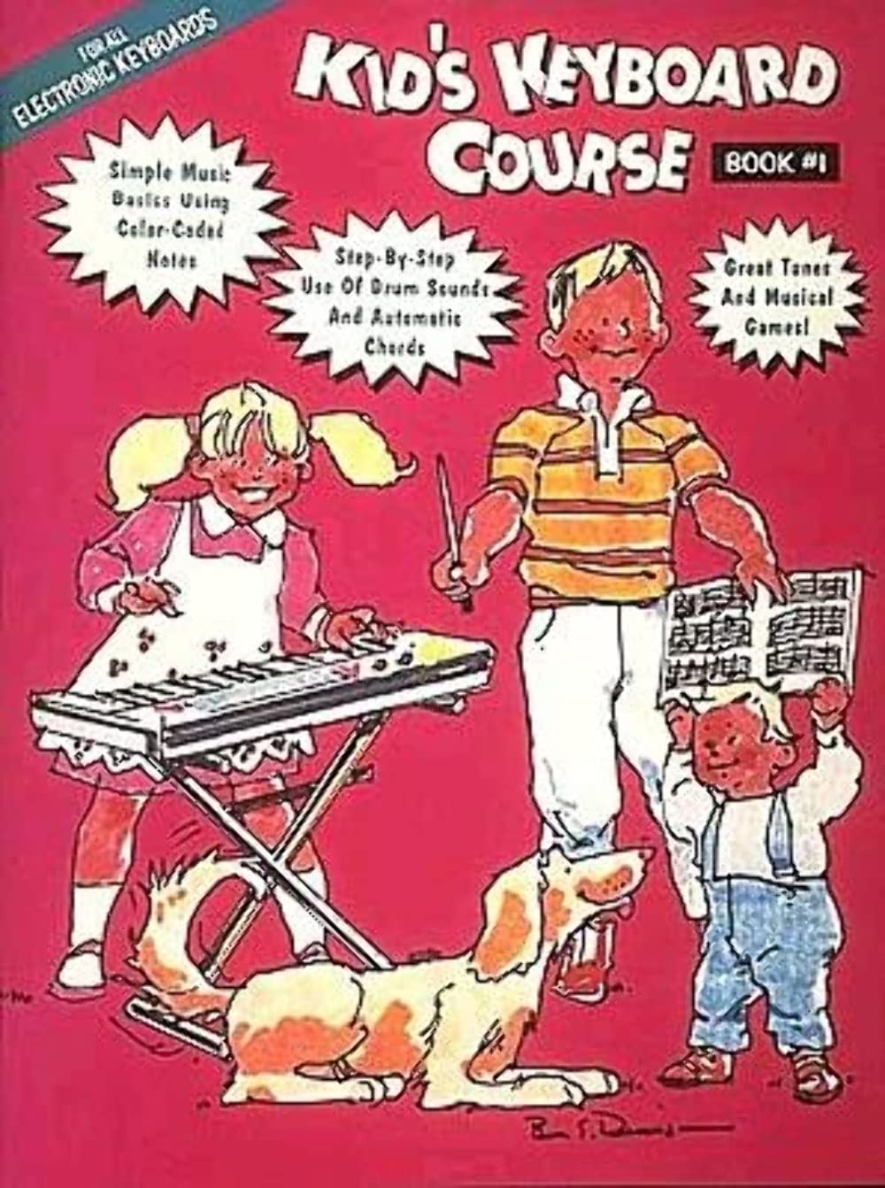 Kid's Keyboard Course Book 1 - Electronic Keyboard Instruction Book | Color-Coded Notation, Keyboard Stickers, Games, Illustrations & 17 Children's Songs for Piano, Organ & Keyboard