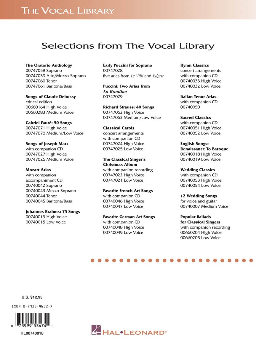 English Songs: Renaissance to Baroque - High Voice | The Vocal Library Classical Sheet Music Collection | 34 Art Songs by 17 Composers | Vocal Solo Songbook with Historical Notes for Students