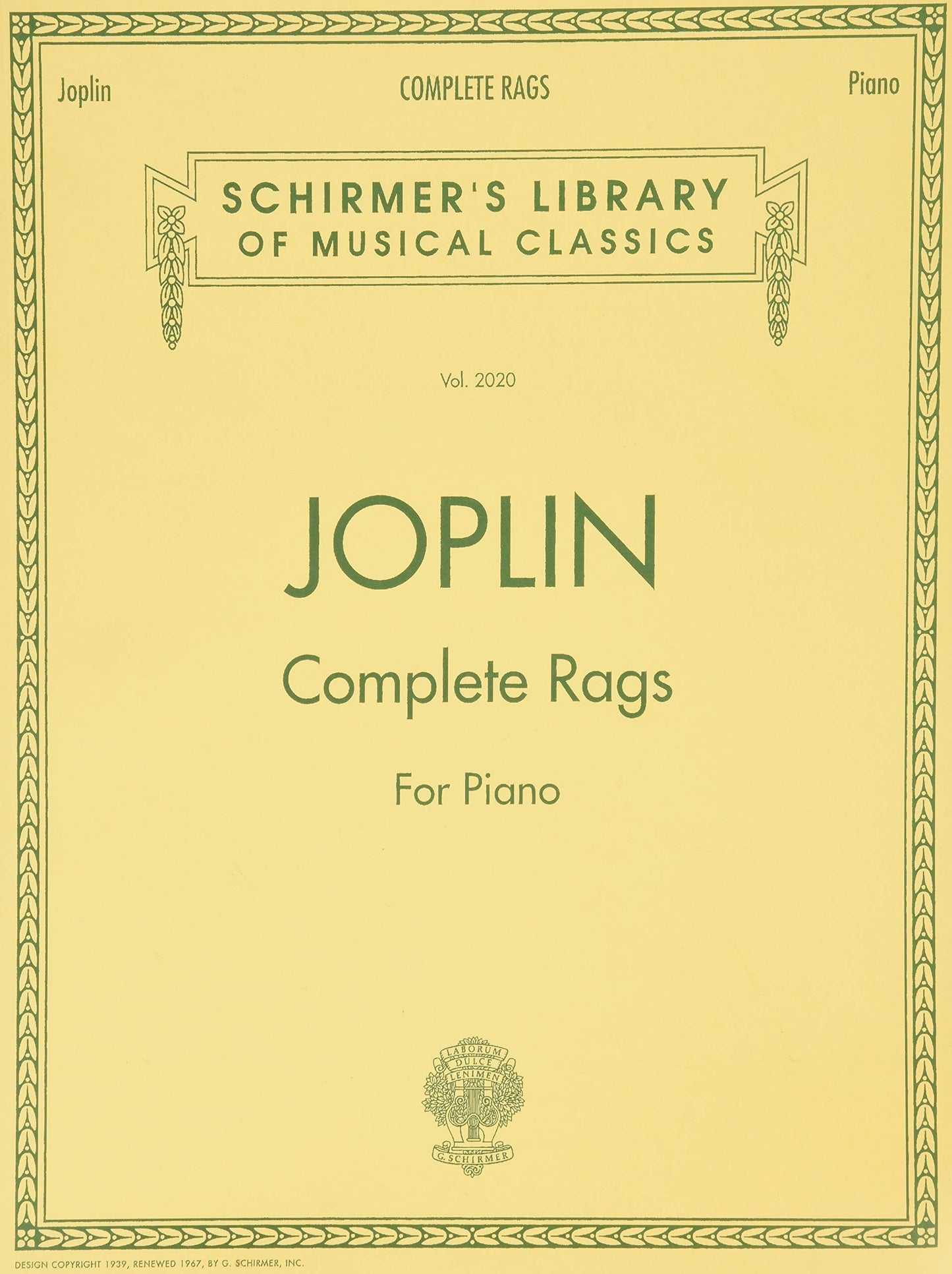 Scott Joplin - Complete Rags for Piano | Advanced Ragtime Sheet Music Collection | Schirmer’s Library of Musical Classics Vol. 2020