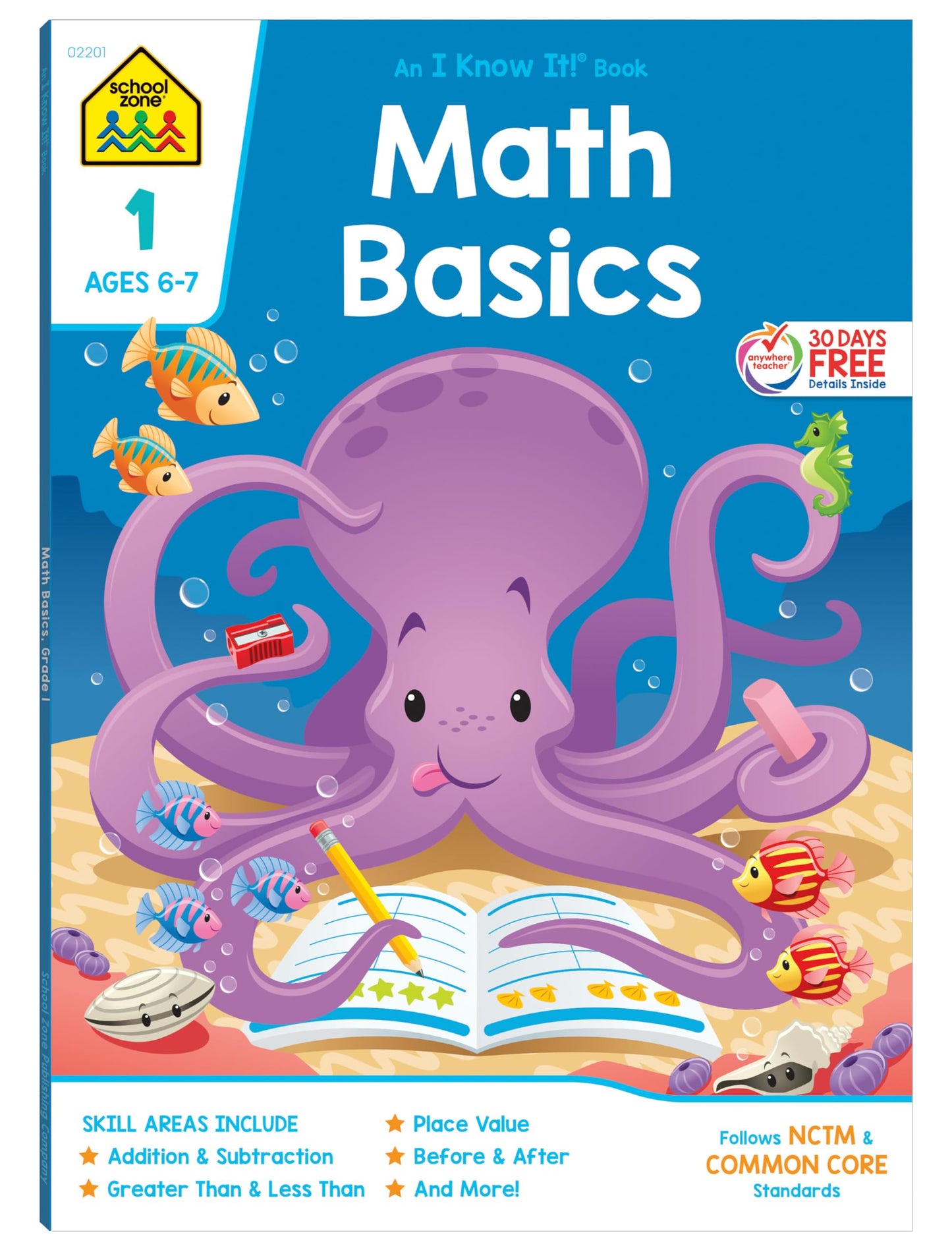 School Zone - Math Basics 1 Workbook - 64 Pages, Ages 6 to 7, 1st Grade, Numbers 1-100, Identifying Numbers, Skip Counting, and More (School Zone I Know It!® Workbook Series) - 4767