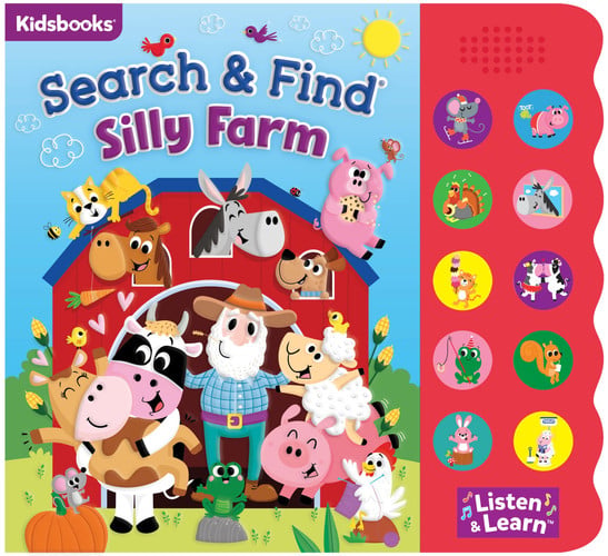 Search and Find Silly Farm – 10 Button Sound Board Book for Toddlers and Children – Educate Engage and Identify Farm Animals and Their Noises with Interactive Activity Kids Book
