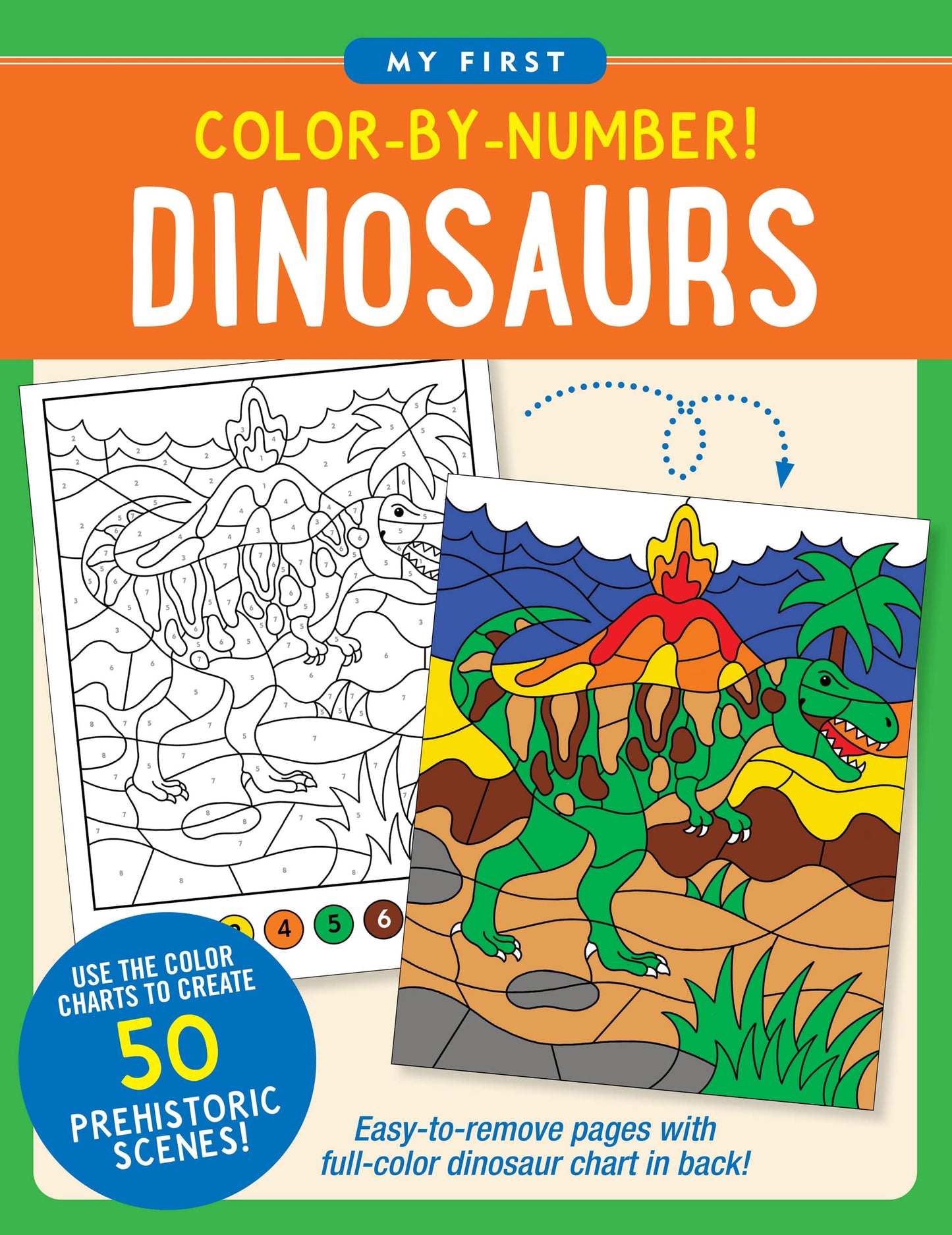 Color-By-Number! Dinosaurs (50 unique, one-sided designs)