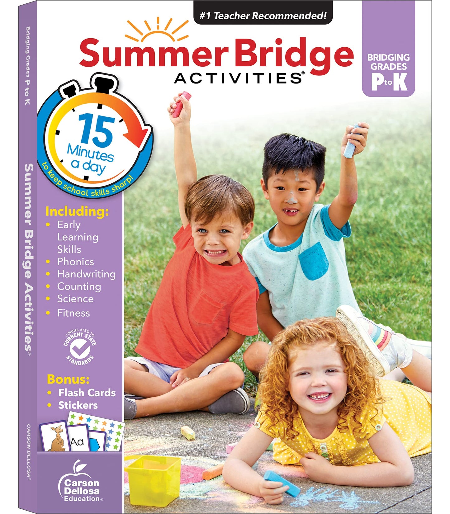 Summer Bridge Activities Preschool to Kindergarten Workbooks, PreK & K Toddler Activity Book With Phonics, Math, Science, Handwriting Practice, Early Learning Skills, and Flash Cards - 696