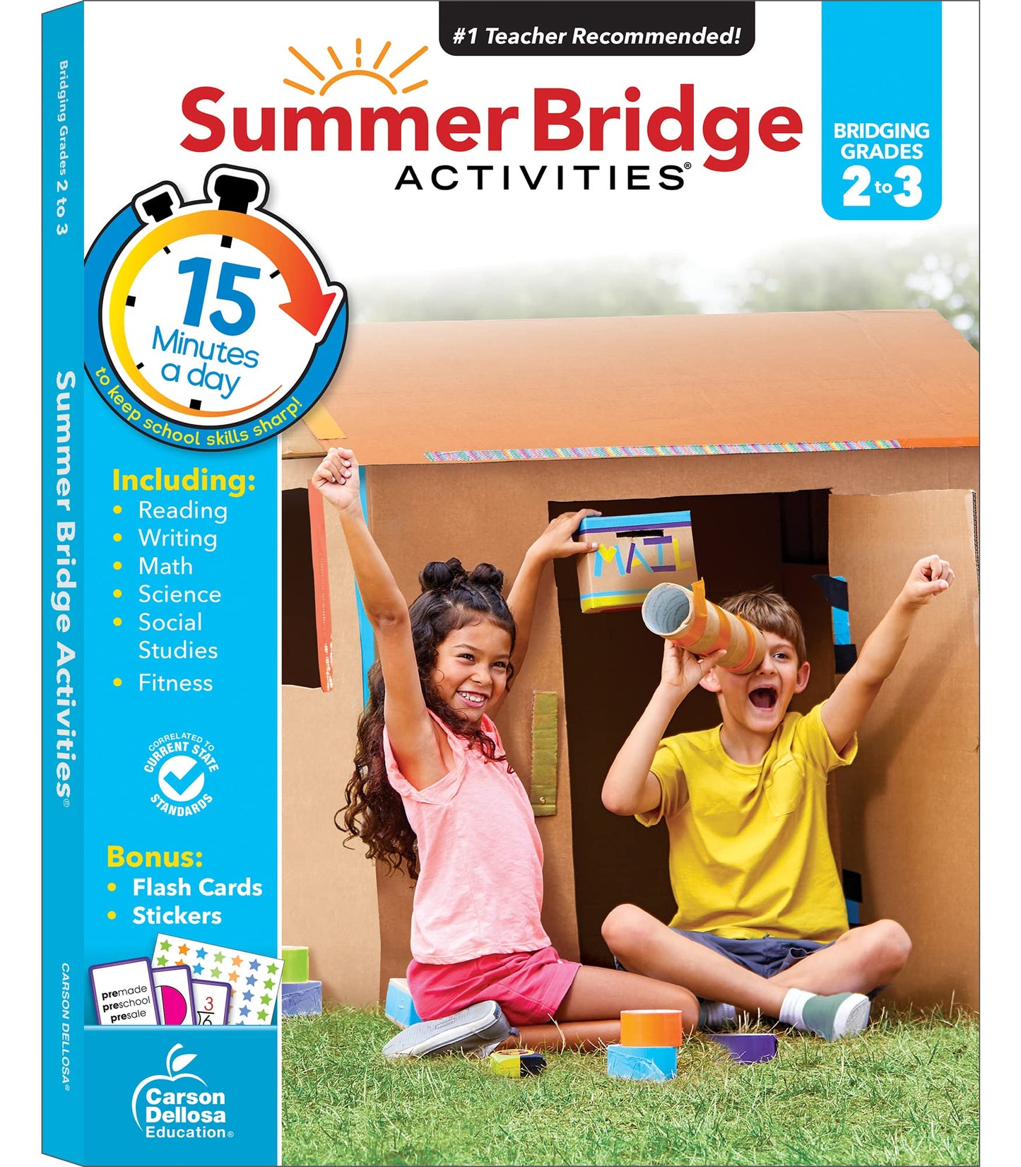 Summer Bridge Activities 2nd to 3rd Grade Workbooks, Activity Book With Math, Reading Comprehension, Science, Fitness, Social Studies, Writing Practice, and Flash Cards - 5214