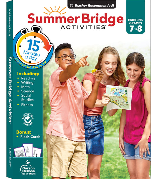 Summer Bridge Activities 7th Grade to 8th Grade Workbooks All Subjects, Math, Language Arts, Science, Social Studies, Fitness, Seventh & Eighth Grade With Flash Cards, eBooks & More (Volume 9) - 8885
