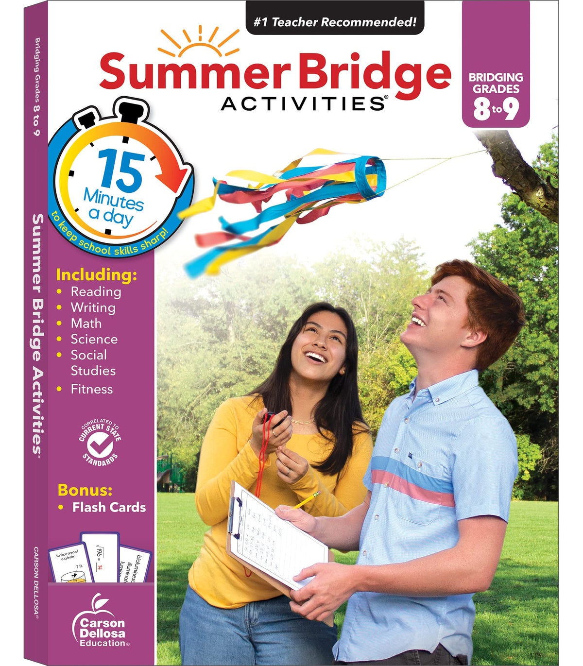 Summer Bridge Activities 8-9 Workbooks, Math, Reading Comprehension, Writing, Science, Social Studies, Fitness, Summer Learning 9th Grade Workbooks All Subjects With Flash Cards (160 pgs) (Volume 10)