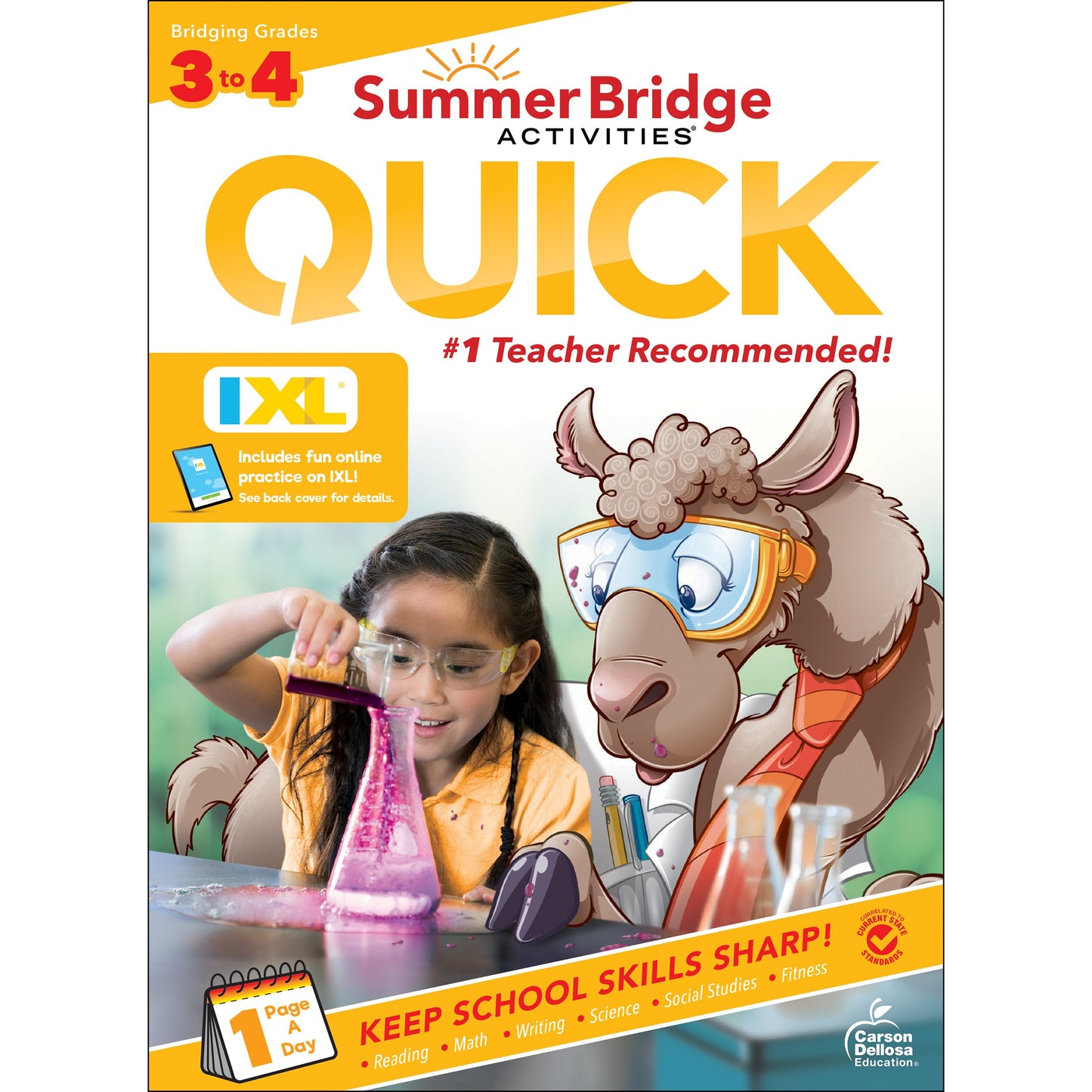 Summer Bridge Activities Quick 3rd to 4th Grade Workbook, Activity Book With Math, Language Arts, Social Studies, Science, Fitness, Reading Comprehension, Handwriting, and Reinforcement Learning
