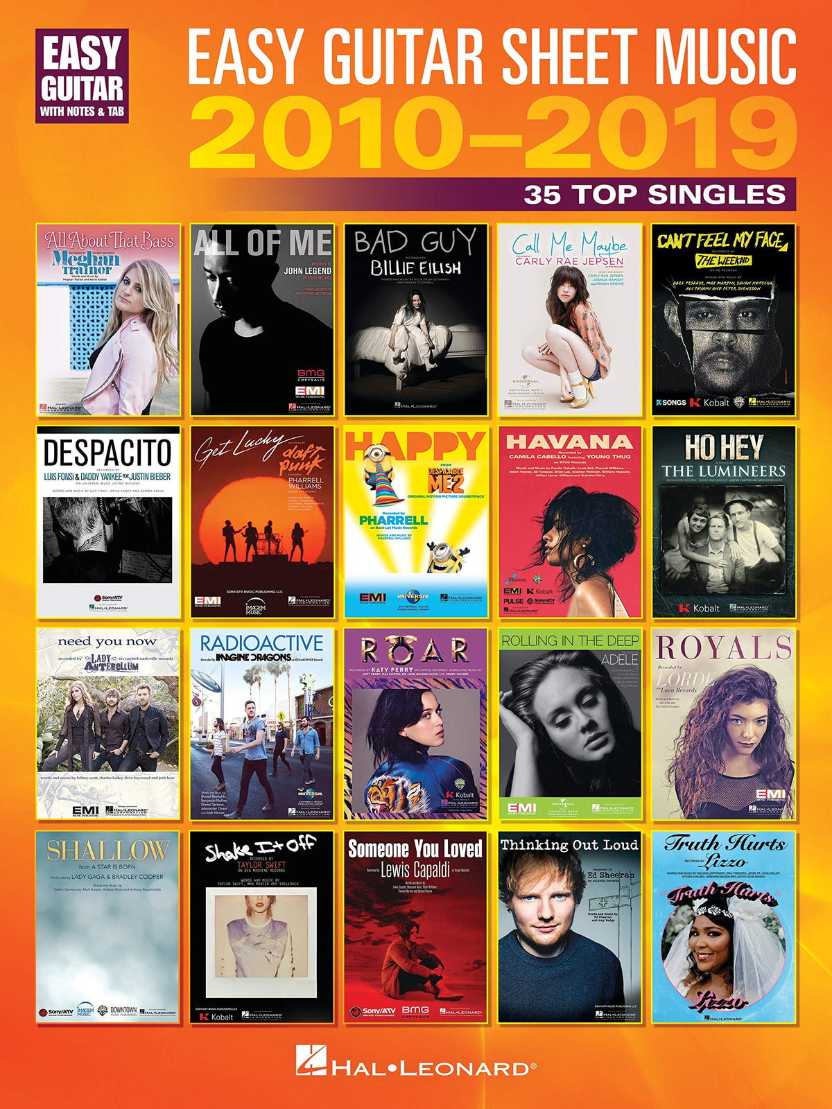 Easy Guitar Sheet Music 2010-2019: 35 Top Singles Arranged with Notes & Tab & Lyrics (Easy Guitar With Notes & Tab)
