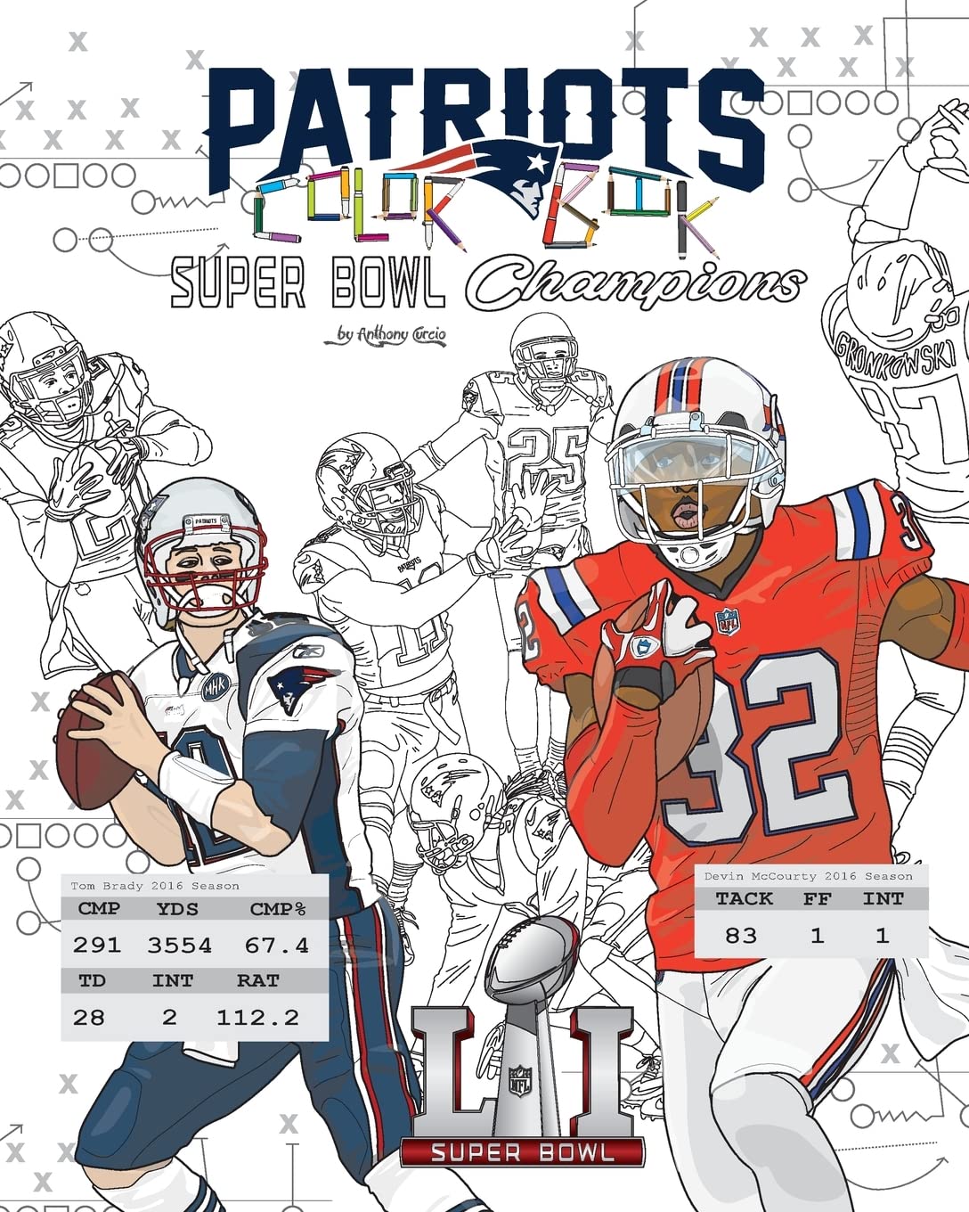 New England Patriots 2017 Super Bowl Champions: The Ultimate Football Coloring, Activity and Stats Book for Adults and Kids - 2630