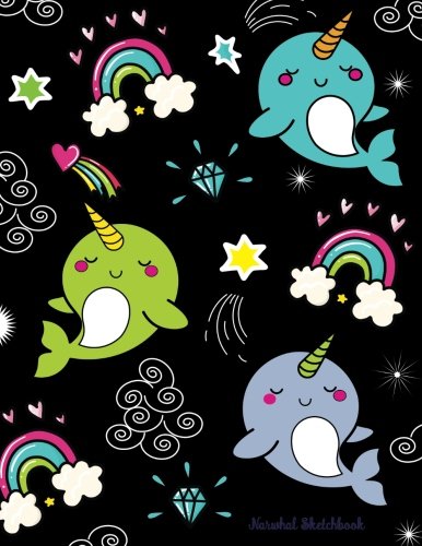 Narwhal Sketchbook: for Kids - Drawing, Doodling & Writing Book - Blank, Unruled Paper, with 50 Sheets (100 Numbered Pages) Book is 8.5"x11", Sturdy Paperback Cover, Perfect Bound, Matte Cover