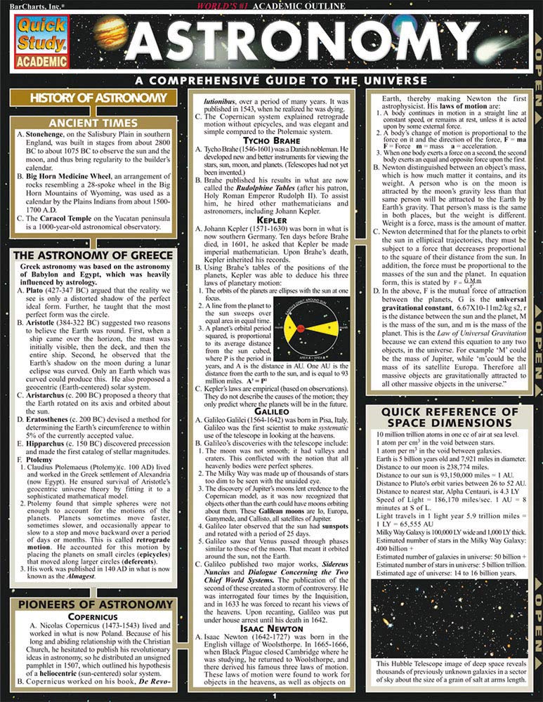 Astronomy (Quickstudy Reference Guides - Academic)