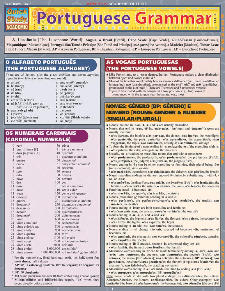 Portuguese Grammar: QuickStudy Laminated Reference Guide (Quick Study Acdemic)