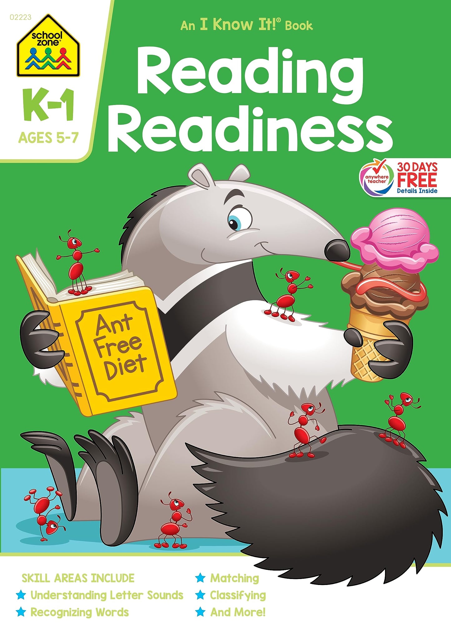 School Zone Reading Readiness K-1 Workbook: 64 Pages, Kindergarten, 1st Grade, Story Order, Letter Sounds, Matching, Ages 5 to 7 (I Know It! Book Series)