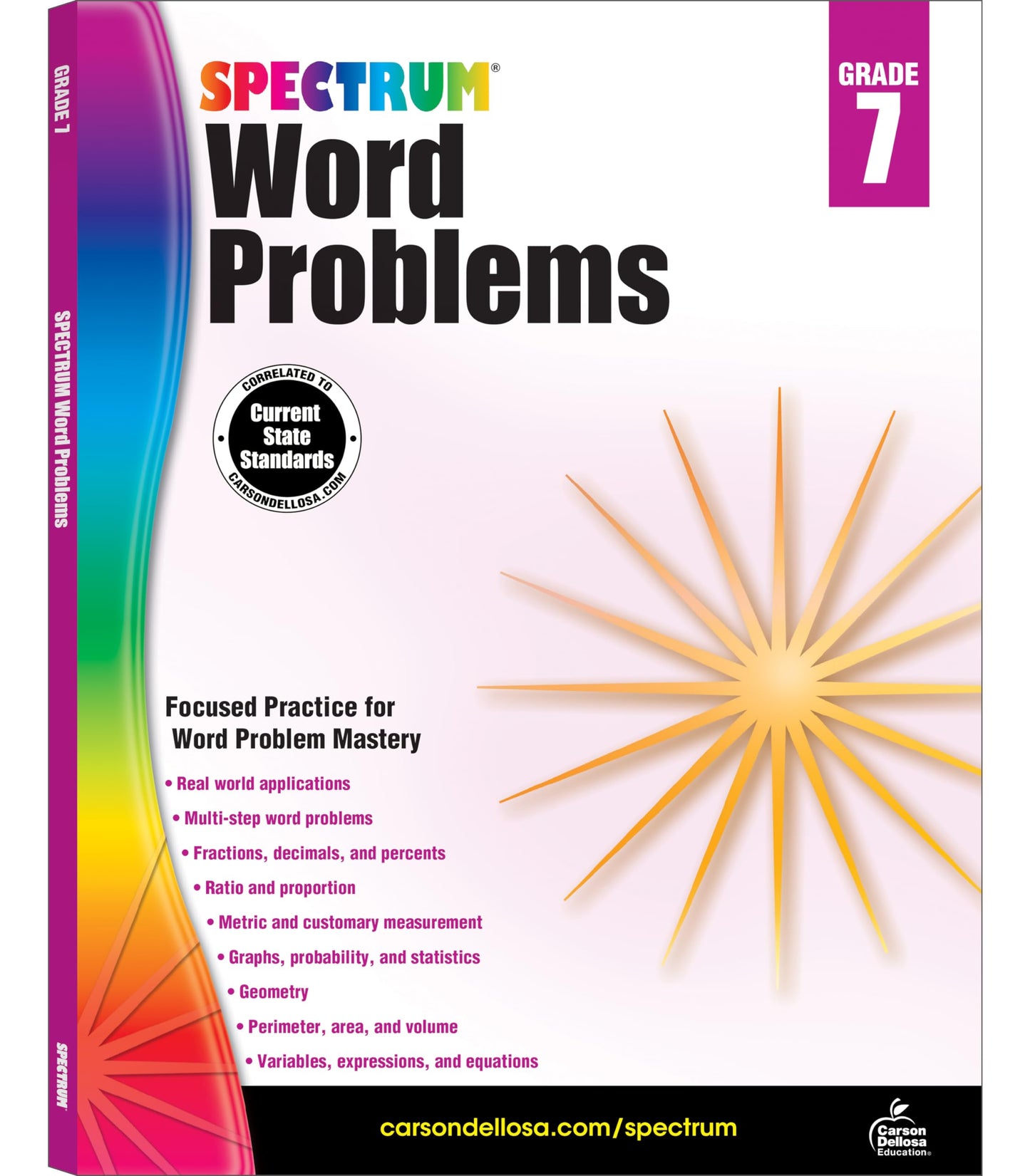 Spectrum 7th Grade Word Problems Workbooks, Geometry, Fractions, Decimals, Percents, Statistics, Perimeter, Area and Volume, Classroom or Homeschool Curriculum