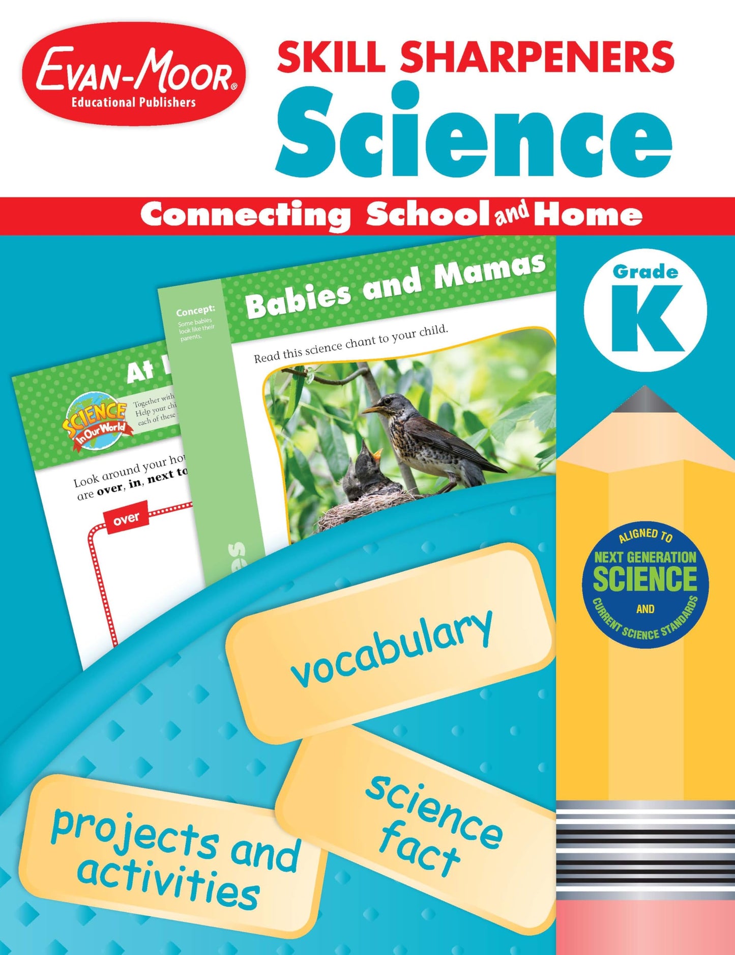 Evan-Moor Skill Sharpeners Science Workbook, Kindergarten, Physical, Life, and Earth Science, Songs, Activities, Size, Shape, Solids, Liquids, Gas, Animals, Plants, Habitats, Weather, Homeschool
