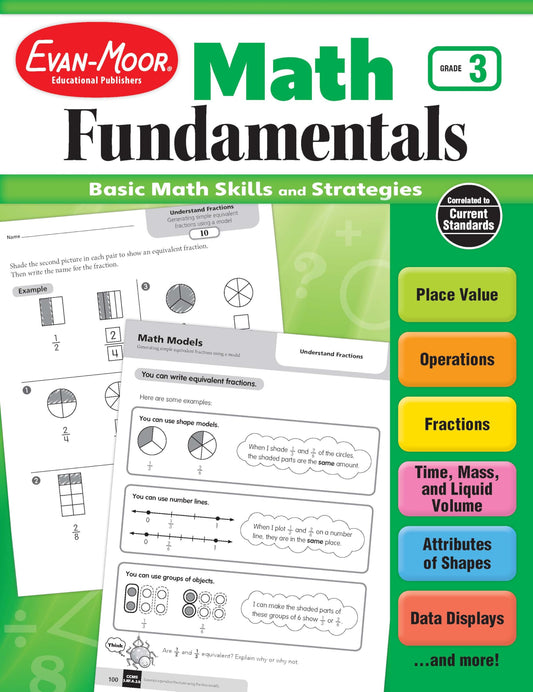 Evan-Moor Math Fundamentals Workbook, Teacher Reproducibles, 224 Pages, Grade 3