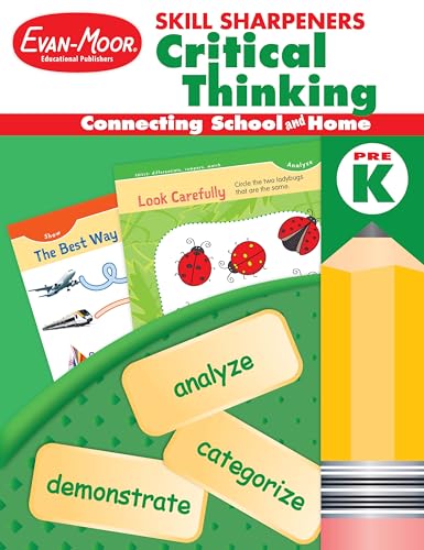 Evan-Moor Skill Sharpeners Critical Thinking, PreK Workbook, Problem Solving Skills, Fun Activities, Higher-Order, Open-Ended Questions and Challenges, Science, Math, Social Studies, Language Arts