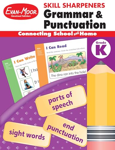 Evan-Moor Skill Sharpeners Grammar and Punctuation Grade K, Full-Color Activity Book - Supplemental Homeschool Workbook