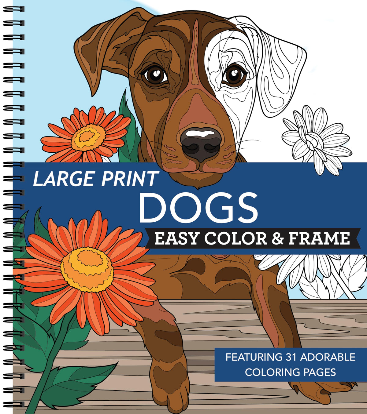 Large Print Easy Color & Frame - Dogs (Stress Free Coloring Book)