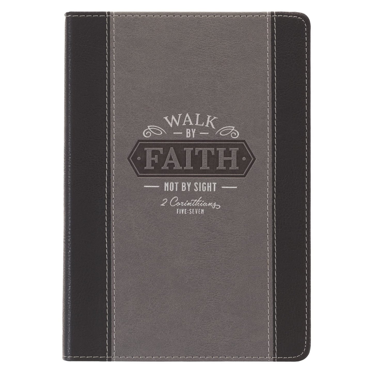 Christian Art Gifts Classic Journal Walk By Faith Not By Sight 2 Corinthians 5:7 Bible Verse Inspirational Notebook for Men/Women , Ribbon Faux Leather Flexcover, 336 Ruled Pages - 3171