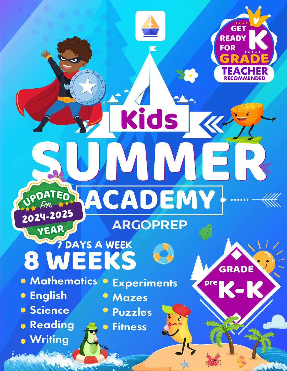 Kids Summer Academy by ArgoPrep - PreK to K: 8 Weeks of Math, Reading, Science, Writing, Logic, Fitness and Yoga | Online Access Included | Prevent Summer Learning Loss - 1676