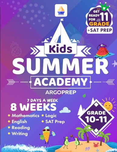 Kids Summer Academy by ArgoPrep - Grades 10-11: 8 Weeks of Math, ELA and SAT PREP + Fitness | Online Access Included | Prevent Summer Learning Loss - 8235