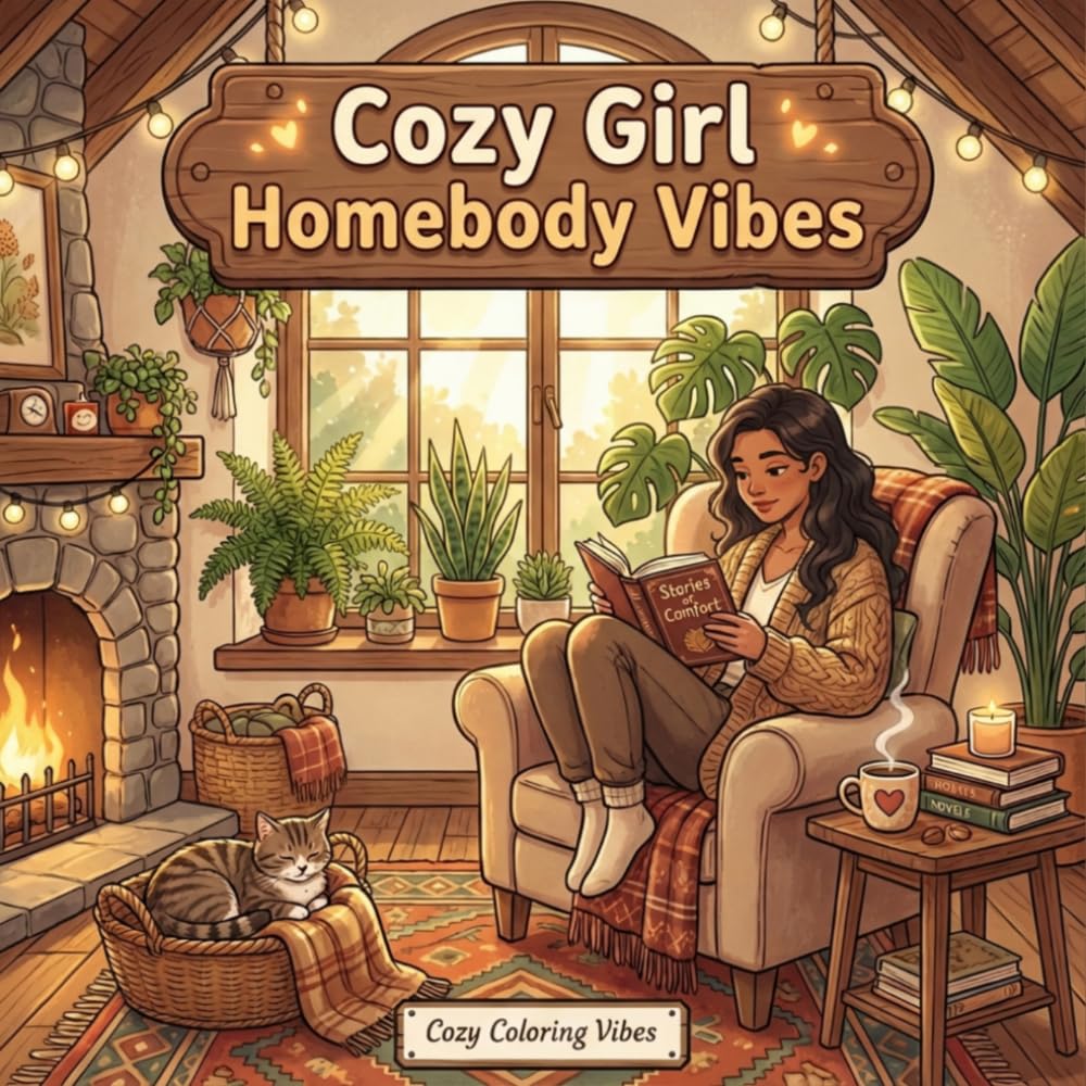 Cozy Girl Homebody Vibes: Cute Coloring Book for Adults & Teens | Easy Bold Line Hygge Designs of Relaxing Home Scenes, Quiet Daily Moments & Everyday ... Screen-Free Gift (Cozy Girl Collection)