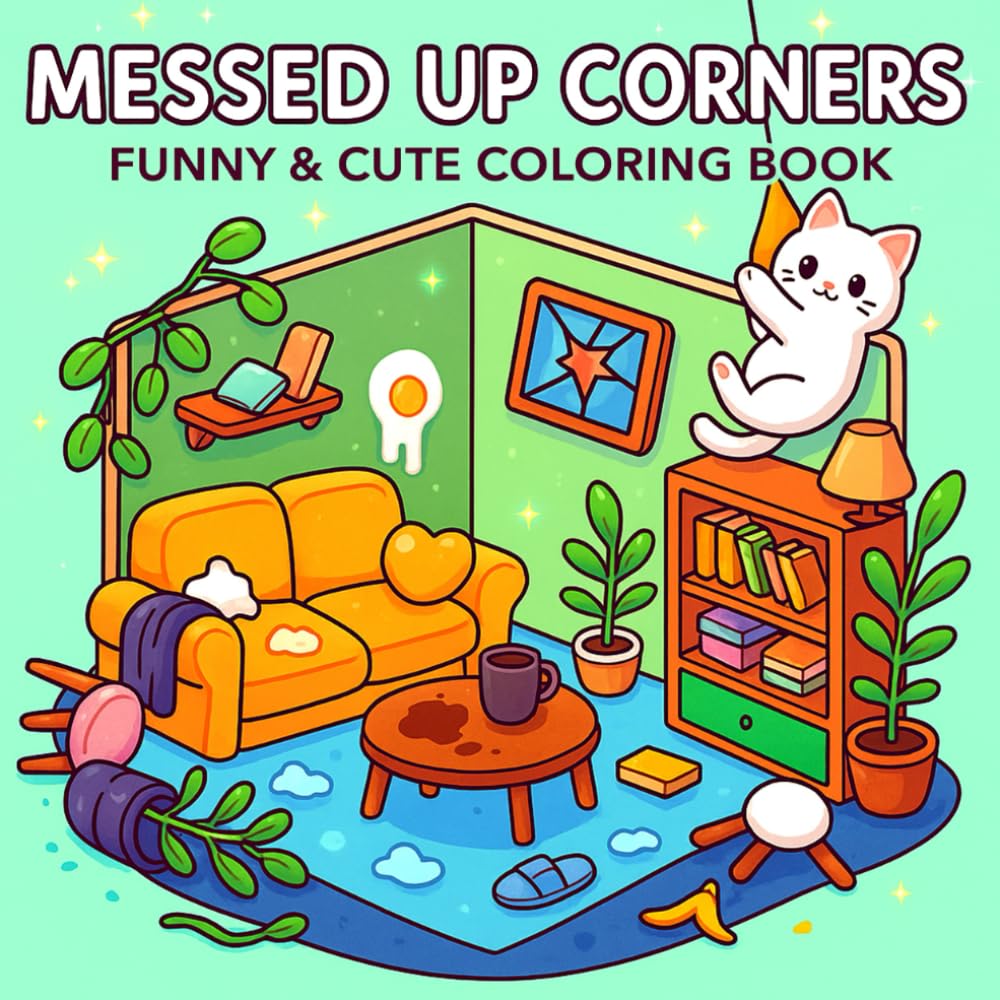 Messed Up Corners - Funny & Cute Coloring Book: A Relaxing Coloring Book For Adults And Teens With Very Cute Designs of Chaotic Spaces - 634