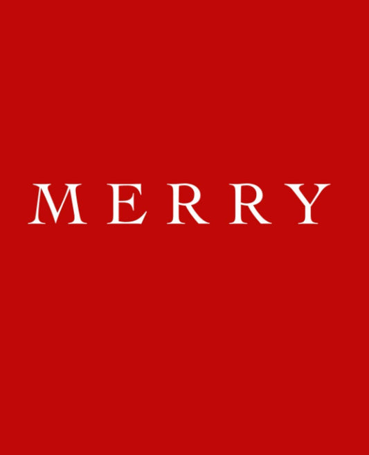 Merry: A decorative book for coffee tables, bookshelves and interior design styling | Stack deco books together to create a custom holiday message and look | Festive red (Christmas Book Shelf Decor) - 2920