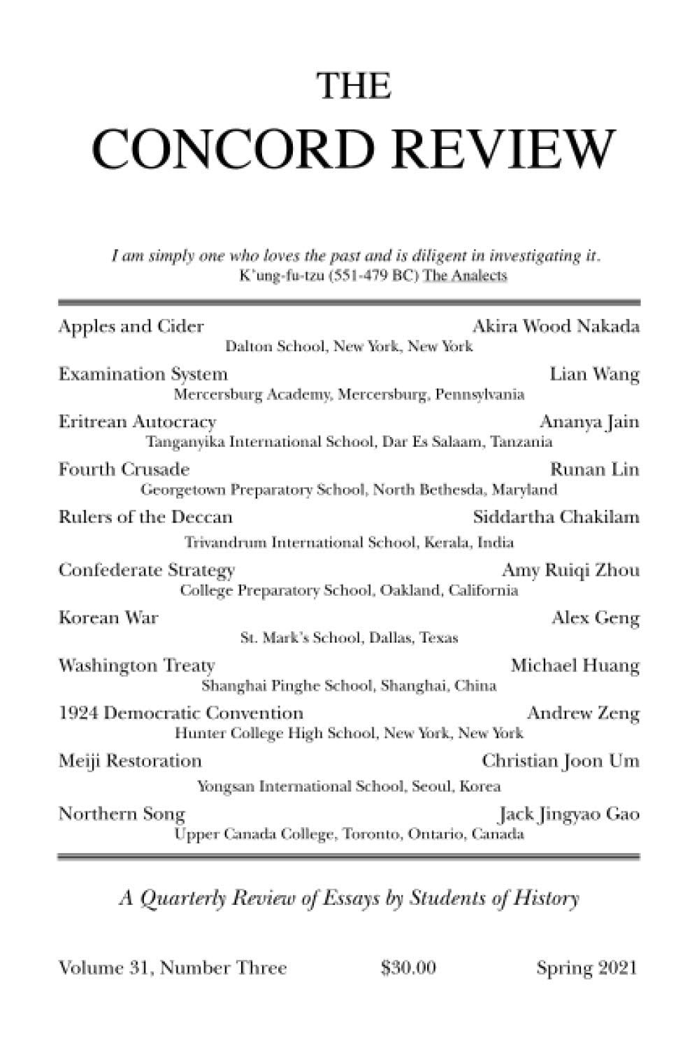 The Concord Review: V31, No. 3, Spring - 7449