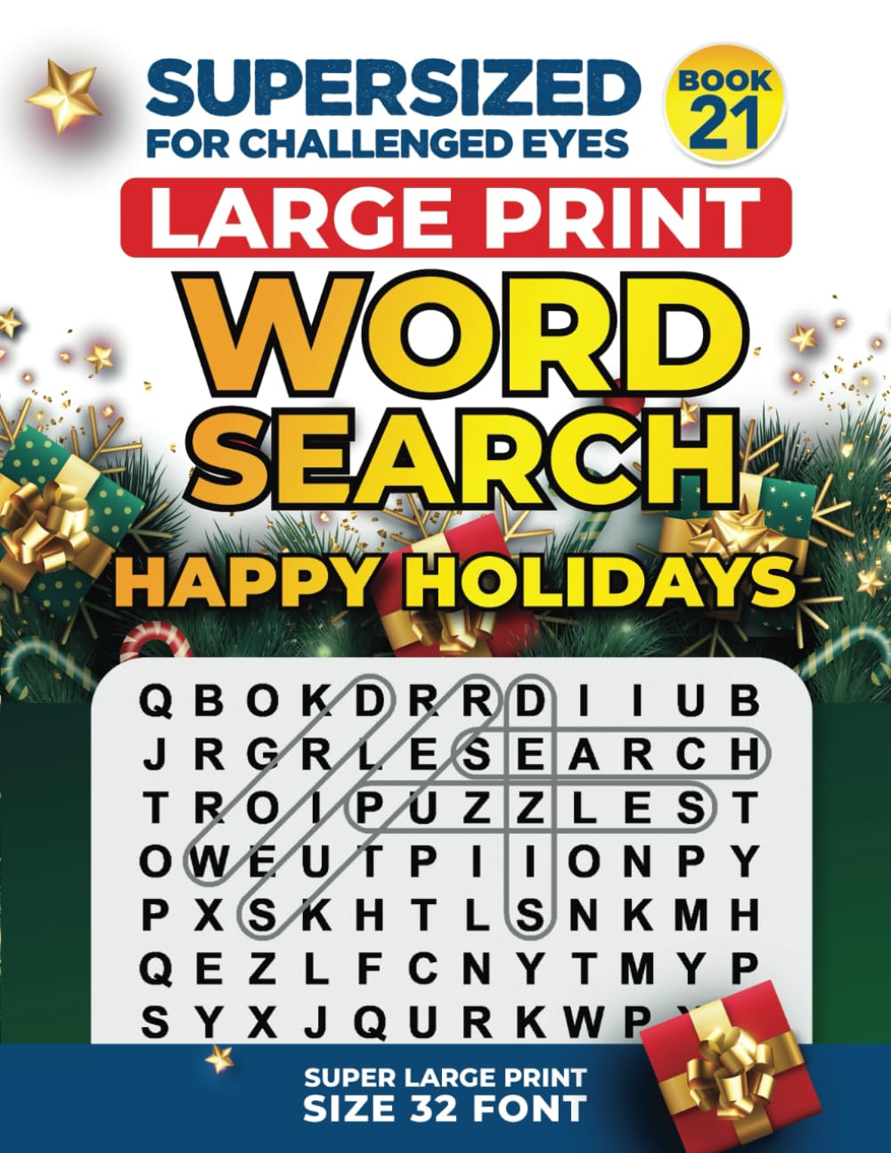 SUPERSIZED FOR CHALLENGED EYES, Happy Holidays: Super Large Print Word Search Puzzles (SUPERSIZED FOR CHALLENGED EYES Super Large Print Word Search Puzzles) - 8226