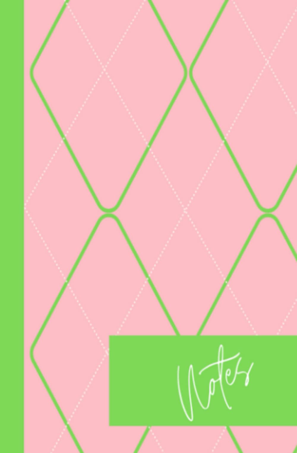 Green and Pink Argyle 5.25 x 8 Notebook | 100 Wide Ruled Pages | Great for Journaling | Great Gifts for Women | Great Stocking Stuffers |