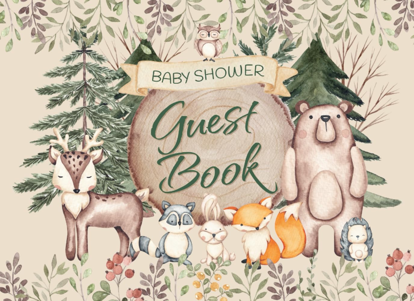 Baby Shower Guest Book Woodland: Wishes For Baby, Advice & Gift Log, Unique Design & Color Interior - 61