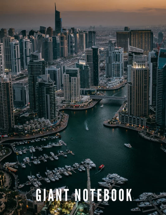 GIANT NOTEBOOK | 500 Numbered Pages | A Big Dubai Themed Journal | Extra Large | Jumbo | Dubai notepad with 500 blank lined pages - 6837