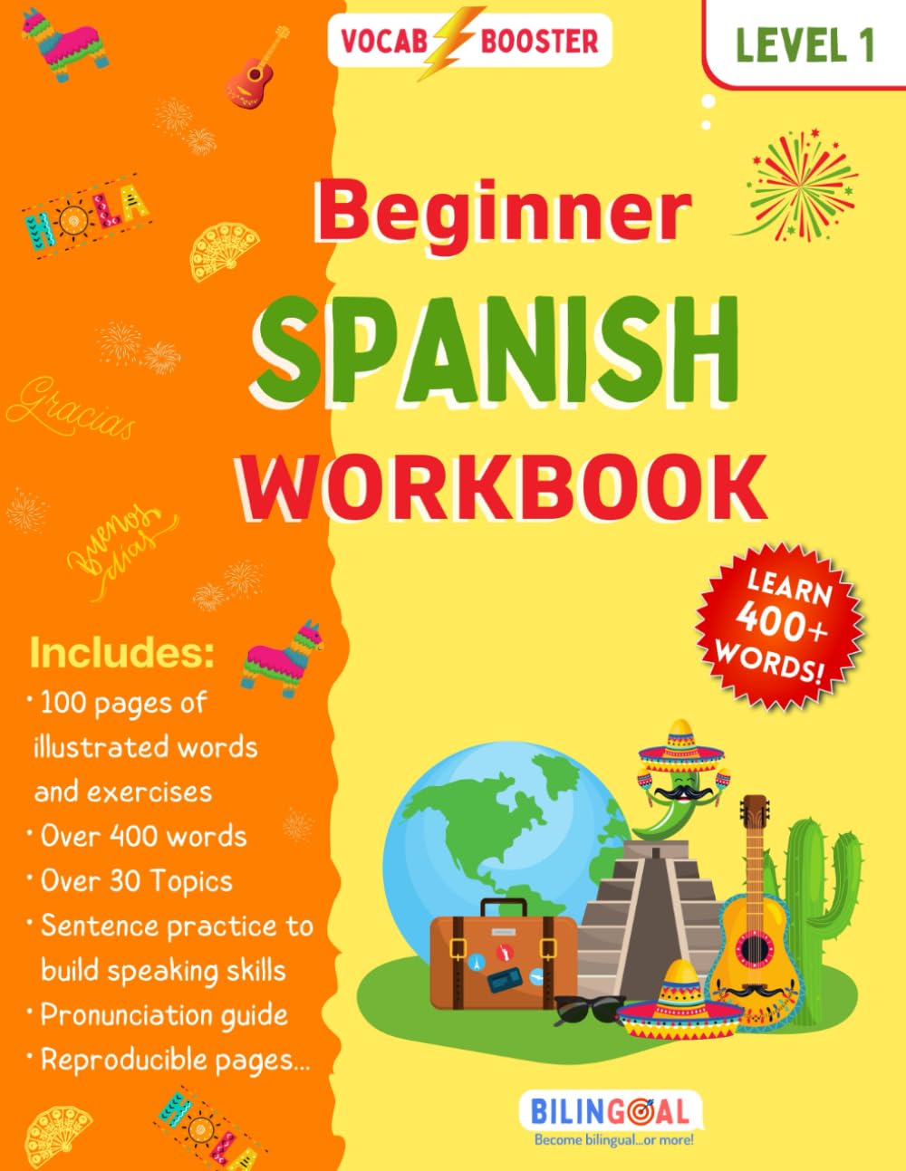 Beginner Spanish Workbook: Learn over 400 words! Level 1 - 1345