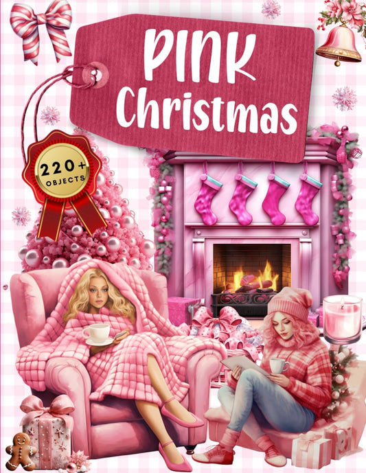 Pink Christmas Ephemera Book: High Quality Images Of Vintage People and Wreath For Paper Crafts, Scrapbooking, Mixed Media, Junk Journals, Decorative Art, Artist Trading Cards, and More. - 9390
