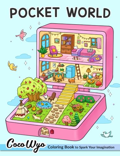 Pocket World: Adult Coloring Book with Miniature Worlds inside Tiny Items for Relaxation and Stress Relief - 1663