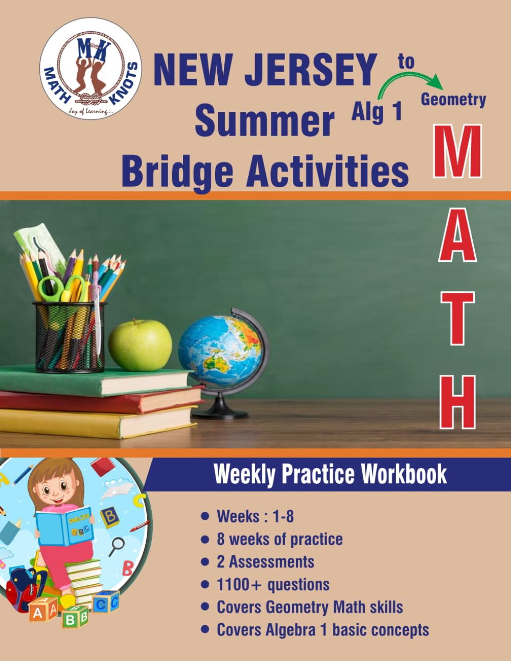 Algebra 1 to Geometry : NEW JERSEY Summer Math Bridge Activities (New Jersey State ( NJSLA ) Standards by Math-Knots)