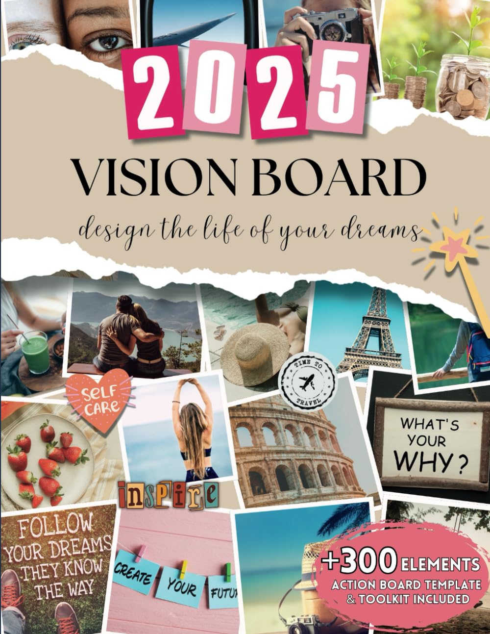 Magic Vision Board Clip Art Book: +300 Inspirational Images, PowerFull Quotes, Phrases & More to Design and Manifest Your Dream Life - 3775