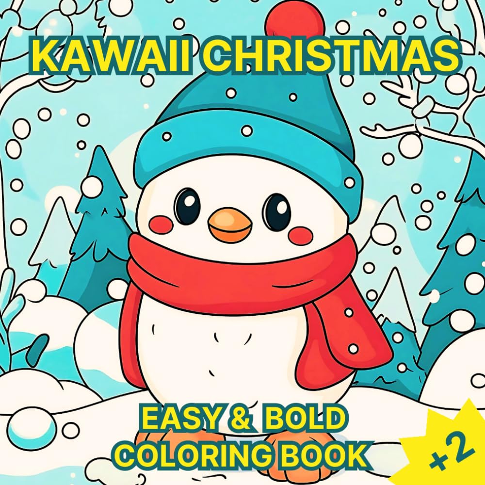 Kawaii Christmas Coloring Book Easy & Bold: A Cute and Simple Holiday Coloring Adventure for Little Ones!