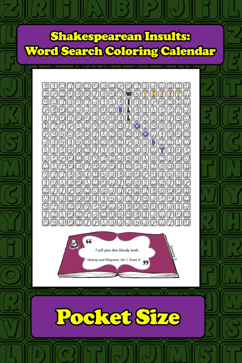 Shakespearean Insults: Word Search Coloring Calendar, Pocket Size - 5157