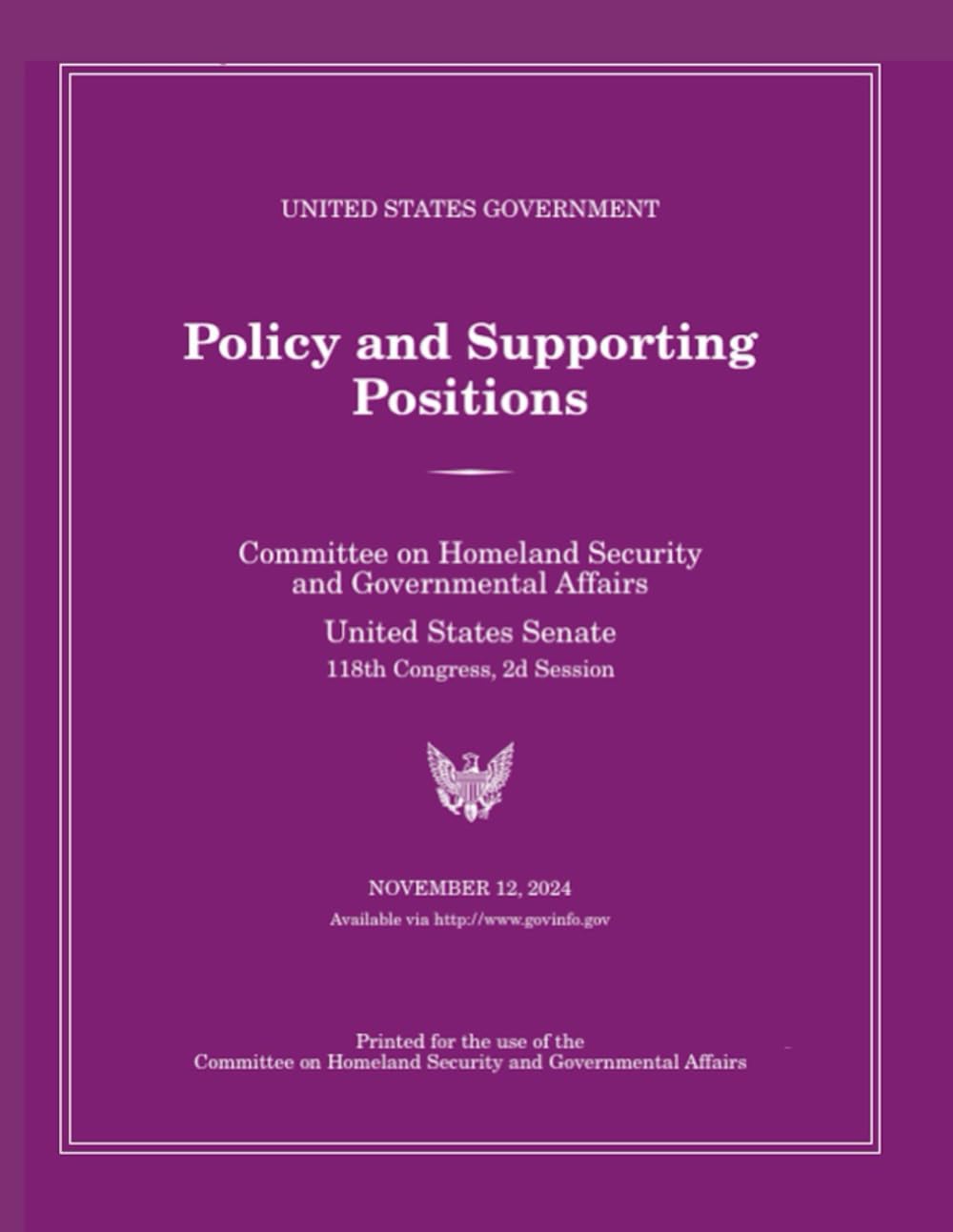 United States Government Policy and Supporting Positions: Plum Book 2024 - 1749