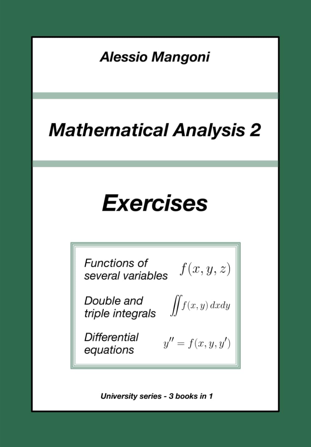 Mathematical Analysis 2 Exercises: functions of several variables, double and triple integrals, differential equations (University) - 4573
