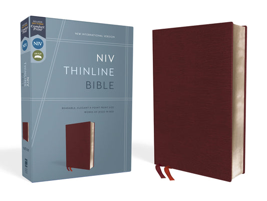 NIV, Thinline Bible, Bonded Leather, Burgundy, Red Letter, Comfort Print - 650