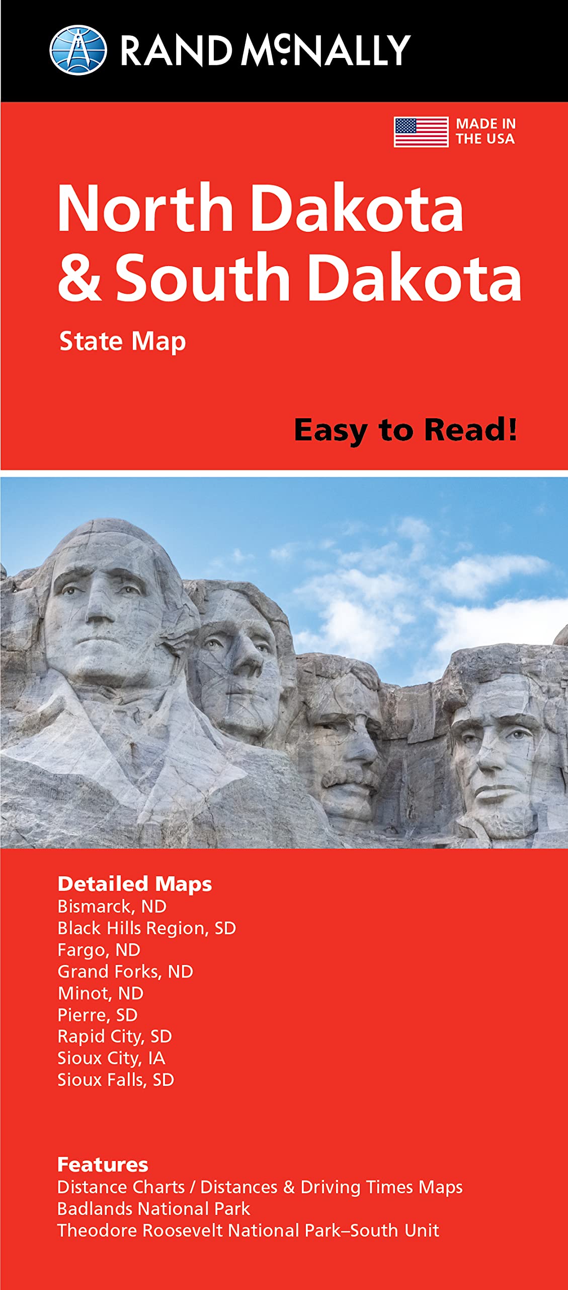 Rand McNally Easy to Read Folded Map: North Dakota, South Dakota State Map